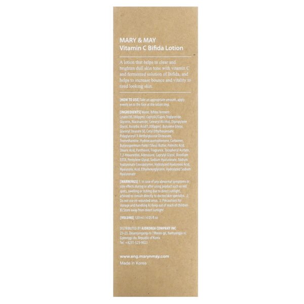 Mary & May, Vitamin C + Bifida, Lotion, 4.05 fl oz (120 ml) - Image 3