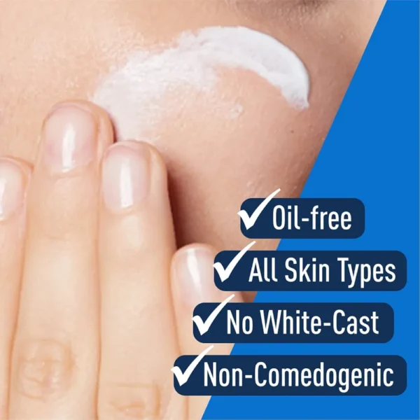 CeraVe AM Facial Moisturizing Lotion SPF 25 is a daytime facial moisturizer formulated for normal to dry skin.  It contains hyaluronic acid, provides UV protection, and incorporates ceramides.  This non-comedogenic, oil-free, and fragrance-free lotion is available in a 1.75 oz (52 mL) size. - Image 3