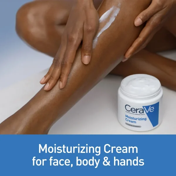 CeraVe Moisturizing Cream: A 48-hour hydrating body and face moisturizer formulated for dry to very dry skin types.  This fragrance-free cream contains hyaluronic acid and ceramides.  16 oz (454 g). - Image 4