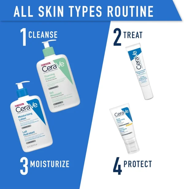 CeraVe Moisturizing Lotion: A 24-hour hydrating body and face moisturizer formulated for normal to dry skin types.  This non-comedogenic, oil-free, and fragrance-free lotion contains hyaluronic acid and ceramides.  Available in a 16 oz (473 ml) bottle. - Image 2