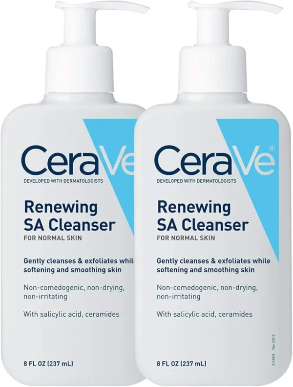 CeraVe Salicylic Acid Cleanser | 8 Ounce, Pack of 2 | Renewing Exfoliating Face Wash with Vitamin D for Rough and Bumpy Skin | Fragrance Free - Image 1