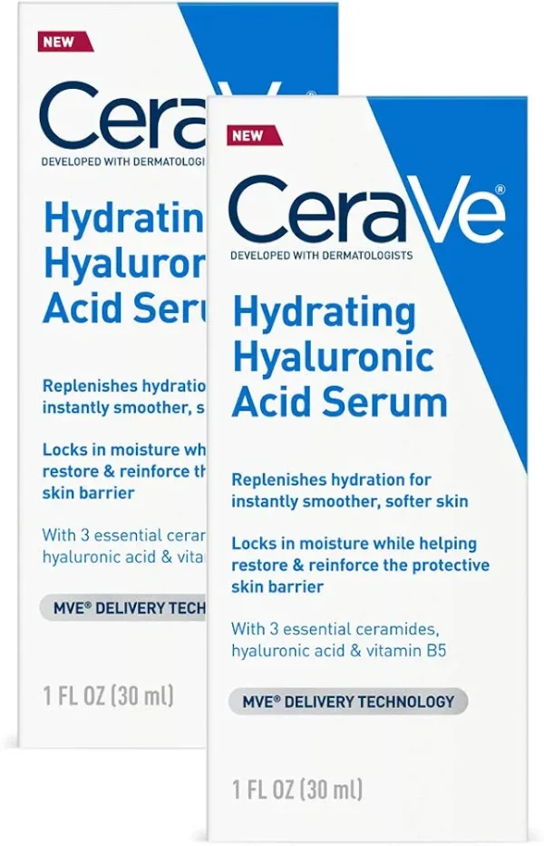 CeraVe Hyaluronic Acid Face Serum | 2 Pack, 1 oz each | Hydrating Serum for Face with Vitamin B5 | For Normal to Dry Skin | Paraben & Fragrance Free : Pack of 2 - Image 1