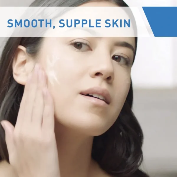 CeraVe Moisturizing Lotion: A 24-hour hydrating body and face moisturizer formulated for normal to dry skin types.  This non-comedogenic, oil-free, and fragrance-free lotion contains hyaluronic acid and ceramides.  Available in a 16 oz (473 ml) bottle. - Image 3
