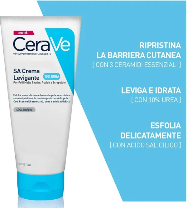 CeraVe SA Urea Smoothing Moisturising Cream for Dry, Rough and Uneven Skin with Urea, Salicylic Acid, Hyaluronic and 3 Essential Ceramides, 2 x 177 ml - Image 2