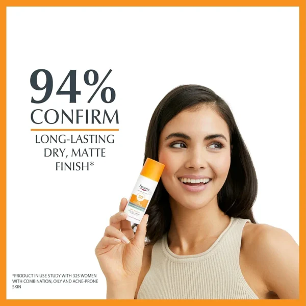 Eucerin Face Sunscreen Oil Control Gel-Cream Dry Touch, High UVA/UVB Protection, SPF 50+, Light Texture Sun Protection, Suitable Under Make-Up, For Oily Acne-Prone Skin, 50ml x 2 - Image 3