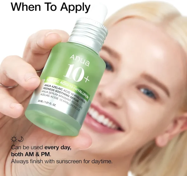 Anua Azelaic Acid 10 Hyaluron Redness Soothing Serum, Facial Serum for Sensitive skin, Hyaluronic Acid, Niacinamide, Spot Care, Natural Color, Vegan, Korean Skincare (30ml/ 1.01 fl oz.) - Image 2