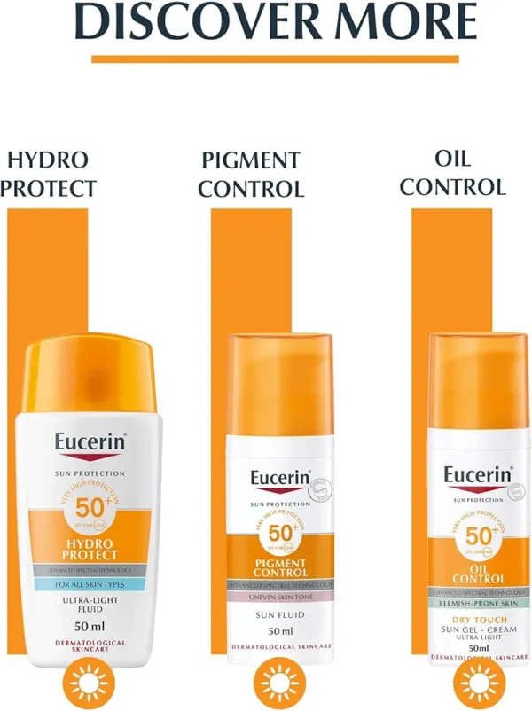 Eucerin Sun Sensitive Protect Facial Sunscreen, High UVA/UVB Protection, SPF 50+, Water-Resistant, Fragrance-Free, Sun Protection For Sensitive and Dry Skin, Suitable for Atopic Skin, 50ml - Image 5