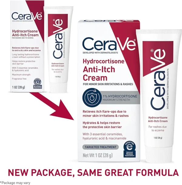 CeraVe Hydrocortisone Cream 1% 28g Eczema Treatment & Dry Skin Itch Relief Cream Fragrance Free - Image 2